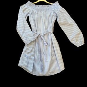 Express Off-the-Shoulder Striped Dress (Size Small)